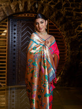 Botanical Weaving Golden Zari Worked Heavy Royal Banarasi Dark Red  Saree